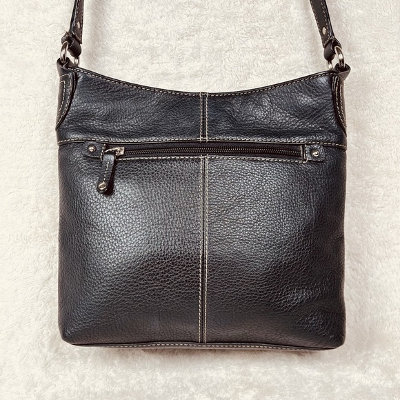 Tignanello Crossbody Shoulder Bag Black Pebbled Leather Organizer Purse Clean - Picture 3 of 11